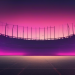 Abstract editorial illustration of an empty football stadium at dusk with magenta horizon, for Championship gameweek 44 review.