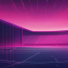 Abstract editorial illustration of an empty football stadium at twilight, deep navy and magenta palette, evoking the final matchday of the 2025/26 League One regular season. No players or kits visible.