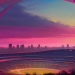 Abstract painterly Wembley arch silhouette in navy and magenta — BTP hero image